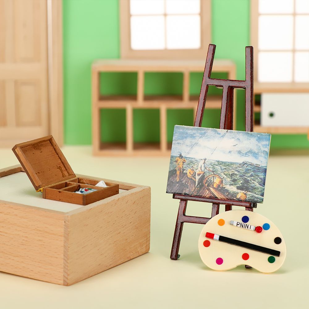 Paint Model Kit - 1:12 Dollhouse Furniture Miniature Easel Wood